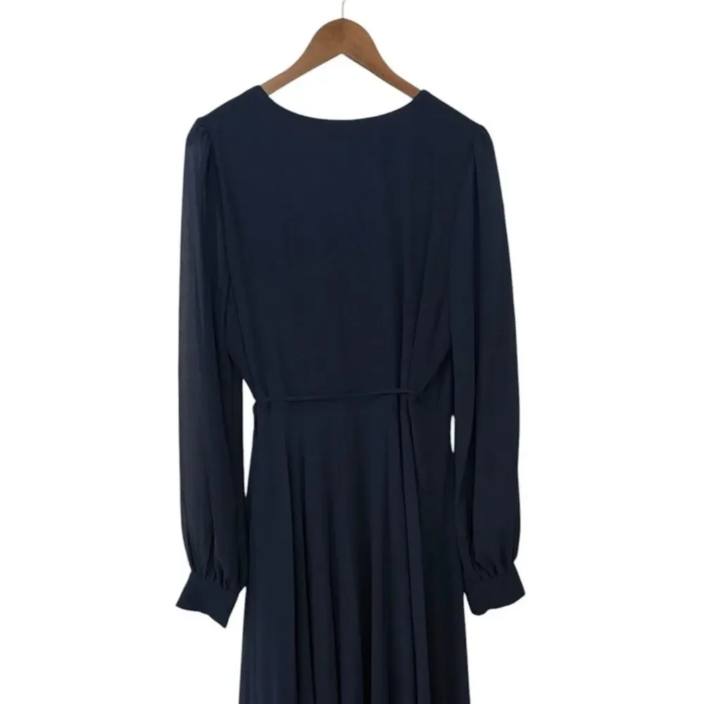 Lulus My Whole Heart Navy Long Sleeve Wrap Dress size XL NWT - Picture 6 of 6